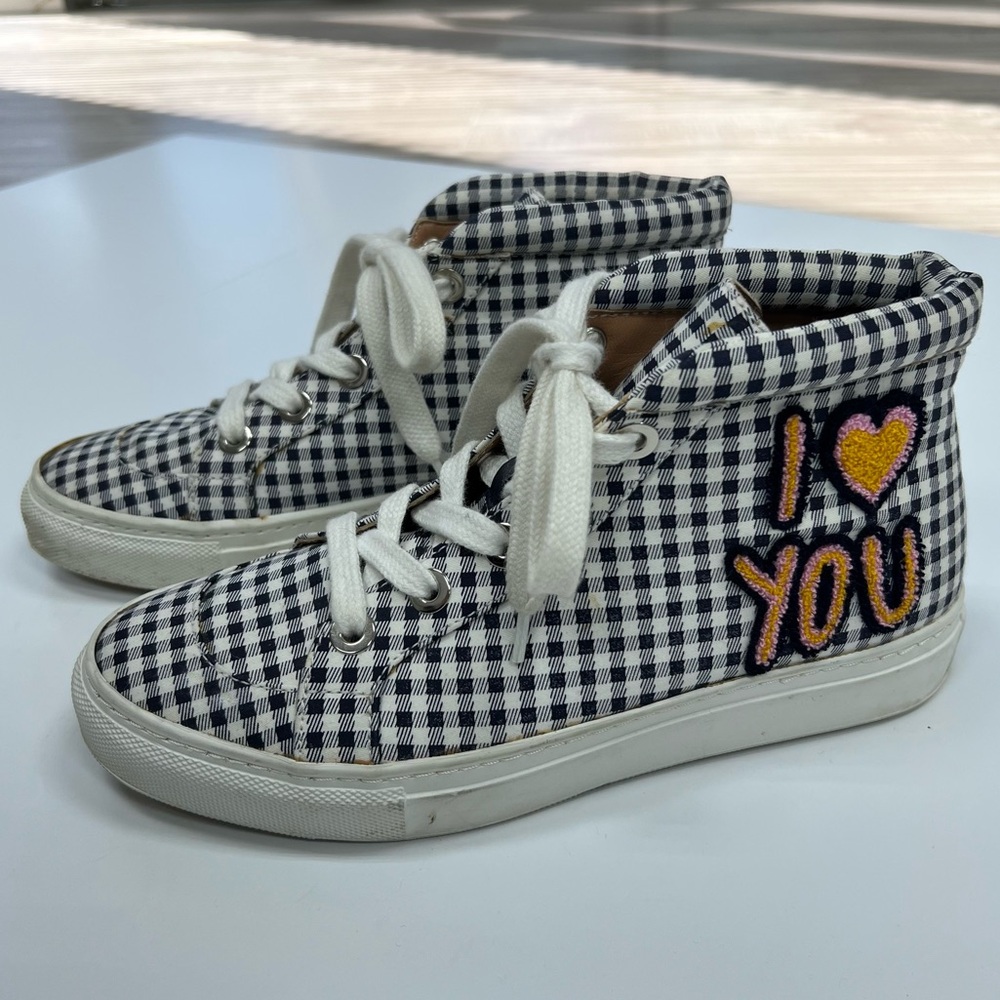 Laurence Dacade Black White Plaid High Top Sneakers Size EU 36.5